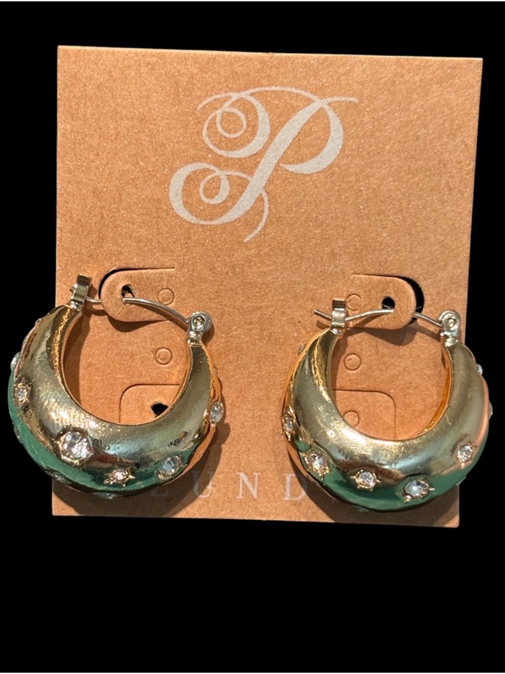 Plunder Gold Crystal Chunky Hoop Earrings